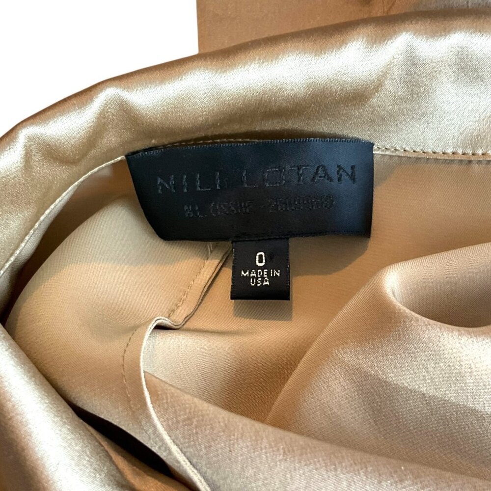 Nili Lotan Sophia Charmeuse Blazer Gold 100% Silk One Button Jacket Size 0 - Picture 11 of 13